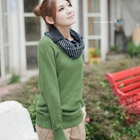 CatWorld - Scarf-Accent Inset Shirt Sweater