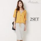 Stylementor - Set: Hooded Drawstring Hem Shirt + Tank Dress