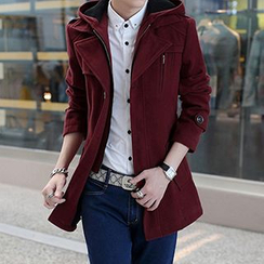 Besto - Single-Breasted Hooded Jacket Besto - Single-Breasted Hooded Jacket