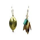 Truffles - Turquoise Gold Metal Irregular Hoop Earrings