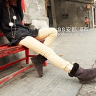 Ando Store - Fleece-Trim Corduroy Skinny Pants