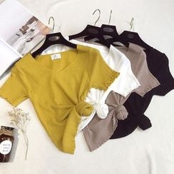 Honey House - V-Neck Short-Sleeve Knit Top Honey House - V-Neck Short-Sleeve Knit Top