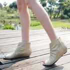 Ni-kiyo - Open-Toe Shirred Ankle Boots