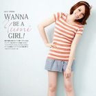 YUMI - Bow-Back Striped T-Shirt