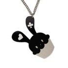 Sweet & Co. - XL Sweet Black Bunny Cupcake of Heart Silver Long Necklace
