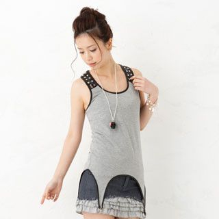 Asymmetric-Hem Studded Tank Top