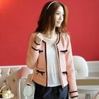 Tokyo Fashion - Ribbon-Accent Contrast-Trim Jacket