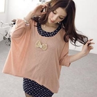 D.P-Shop - Set: Scoopneck Knit Top + Dotted Tank Top