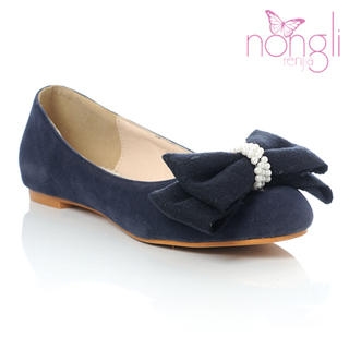 Beaded Bow-Accent Flats