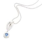 Keleo - 18K White Gold Pendant with Diamonds and Blue Sapphire