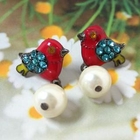 Angelove - Rhinestone Bird with Pearl Earrings