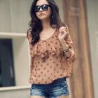 PUFFY - Ruffled-Front Dotted Chiffon Top