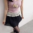 D.P-Shop - Lace-Waist Pleated Skirt
