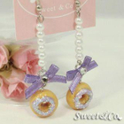 Sweet & Co. - Sweet Purple Glitter Mini Donut Ribbon Pearl Earrings