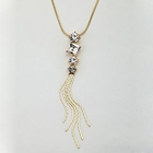 Moonbasa - Rhinestone Fringed Necklace