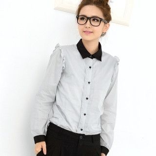 Contrast Collar Blouse