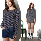 miss panda - Round-Neck Stripe T-Shirt