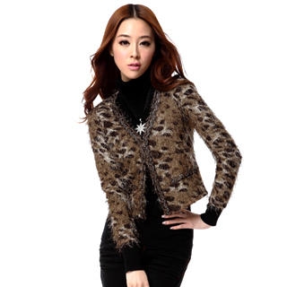 Open-Front Leopard Furry Jacket Open-Front Leopard Furry Jacket