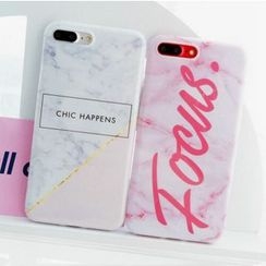 Chouli - Lettering Marble Patterned Phone Case - iPhone 7 / 7 plus / 6s / 6s Plus Chouli - Lettering Marble Patterned Phone Case - iPhone 7 / 7 plus / 6s / 6s Plus