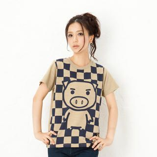 Short-Sleeve Print T-Shirt - Race Flag Pig Short-Sleeve Print T-Shirt - Race Flag Pig