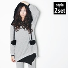 Beccgirl - Set: Pullover + Asymmetric T-Shirt 