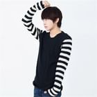 ABOKI - Striped Sleeve Knit Top