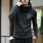 VINTAGE BROTHERS - Set: Faux-Leather Pocket Sweater + Knit Circle Scarf