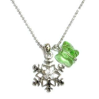 'Pianissimo' - 'Snowy Concerto' Necklace with Light Green Swarovski Crystal Butterfly