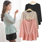 HAPPY CAT - Dotted 3/4-Sleeve Zip-Back Top