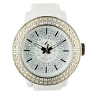 t. watch - Diamond Lens Glass White Strap Watch