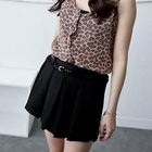 D.P-Shop - Elastic-Waist Pleated Culottes With Belt