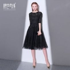 静世奇缘 - 中袖蕾丝礼服裙 静世奇缘 - 中袖蕾丝礼服裙