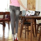 STYLEKELLY - Appliqué Back Washed Skinny Jeans