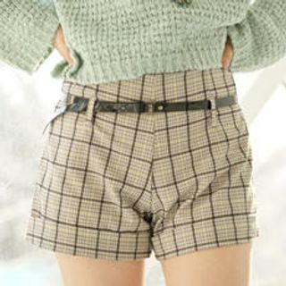 Set: Houndstooth Check Shorts + Belt