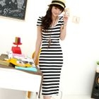 59 Seconds - Bow-Back Striped Maxi Dress
