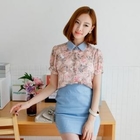 SUVINSHOP - Floral Print Puff-Sleeve Blouse