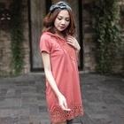 CatWorld - Lace-Hem Drawstring Hooded Dress