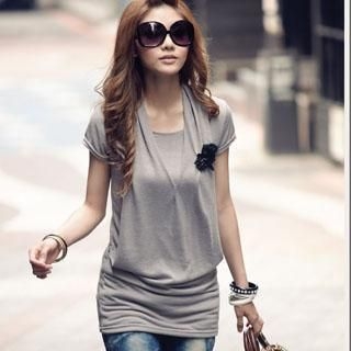Short-Sleeve Halter-Neck Overlay Top
