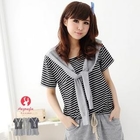 Maymaylu Dreams - Striped-Panel Short-Sleeve Dress With Scarf
