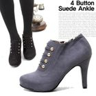 Karasinkko - Faux-Suede Metallic Accent Platform Pumps