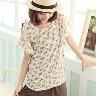 Ruffle-Sleeve Floral Top Ruffle-Sleeve Floral Top