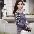 Melissa - Rosette-Accent Long Sleeve Top