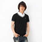 BLACK ASUKA - Inset Shirt V-Neck T-Shirt