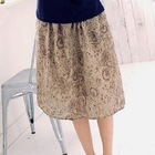 OrangeBear - Elastic-Waist Patterned Midi Skirt