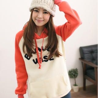Zebra Print-Back Hooded Pullover