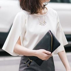 CLICK - Round-Neck Slit-Sleeve Top CLICK - Round-Neck Slit-Sleeve Top
