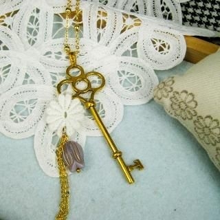 Romantic Gold Long Key Necklace Romantic Gold Long Key Necklace