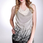 Moonbasa - Set: Sleeveless Cowl-Neck Chiffon Top + Camisole