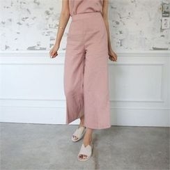 QNIGIRLS - Flat-Front Wide-Leg Pants QNIGIRLS - Flat-Front Wide-Leg Pants