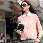 SOHO Central - Contrast Collar Pleated Chiffon Shirt